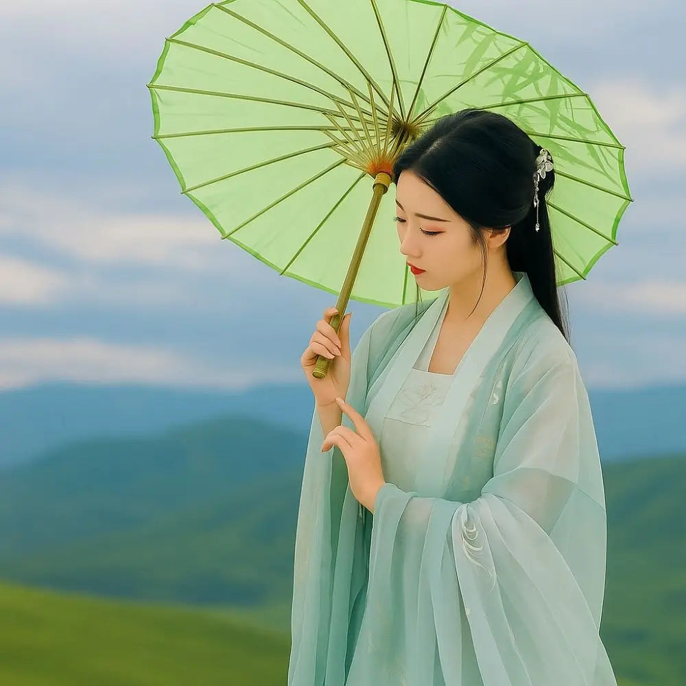Bamboo Oil Paper Umbrella Chinese Style Handmade Hanfu Umbrella Rainproof Classical Ancient Dance Umbrella Photograph Prop