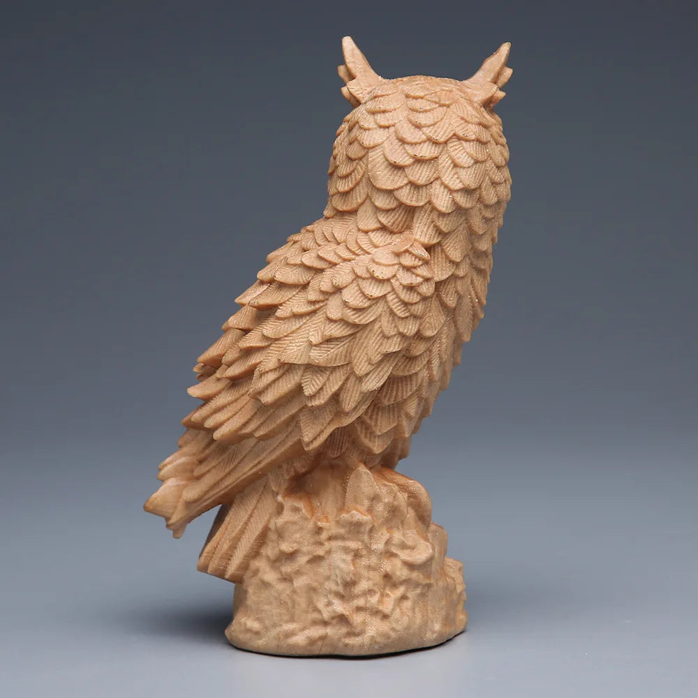Wooden Owl Statue Ornament,4.13" Solid Wood Crafts,Creative Living Room Home Decoration,Collection Souvenirs,Birthday gift