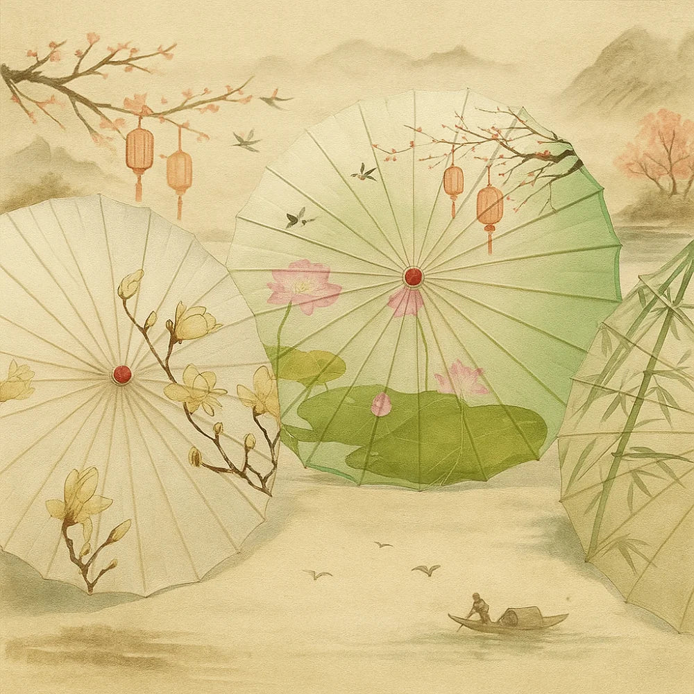 Bamboo Oil Paper Umbrella Chinese Style Handmade Hanfu Umbrella Rainproof Classical Ancient Dance Umbrella Photograph Prop