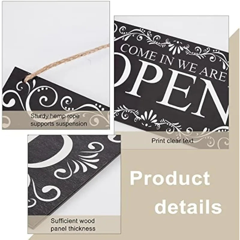 Natural Wood Open and Closed Store Business Sign "Come in We're Open & Sorry We're Closed" Plaque