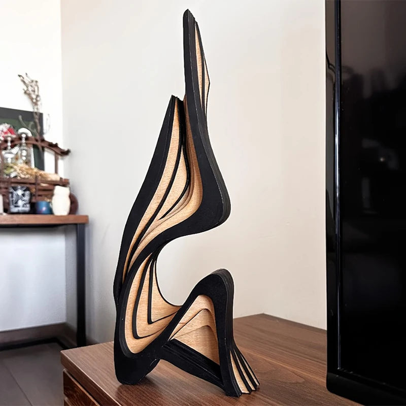 Wooden Three-dimensional Curved Artistic  Decoration   Bookshelf  Room Decoration Desktop Ornaments  Irregular Shape Artwork