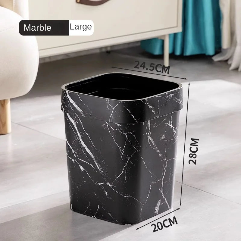 Wood Grain Trash Can Household High-looking Bathroom Kitchen B&B Hotel Trash Can