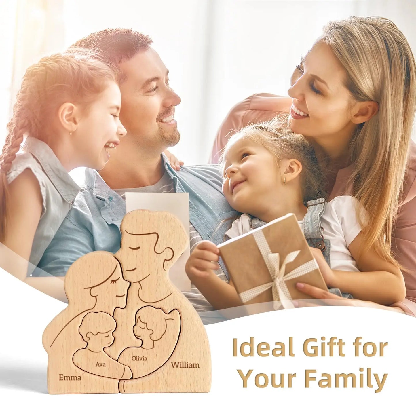 Wooden Family Puzzle Personalized Puzzles 2-5Names Birthday Anniversary Wedding Gifts for Women Men Customized Home Decor
