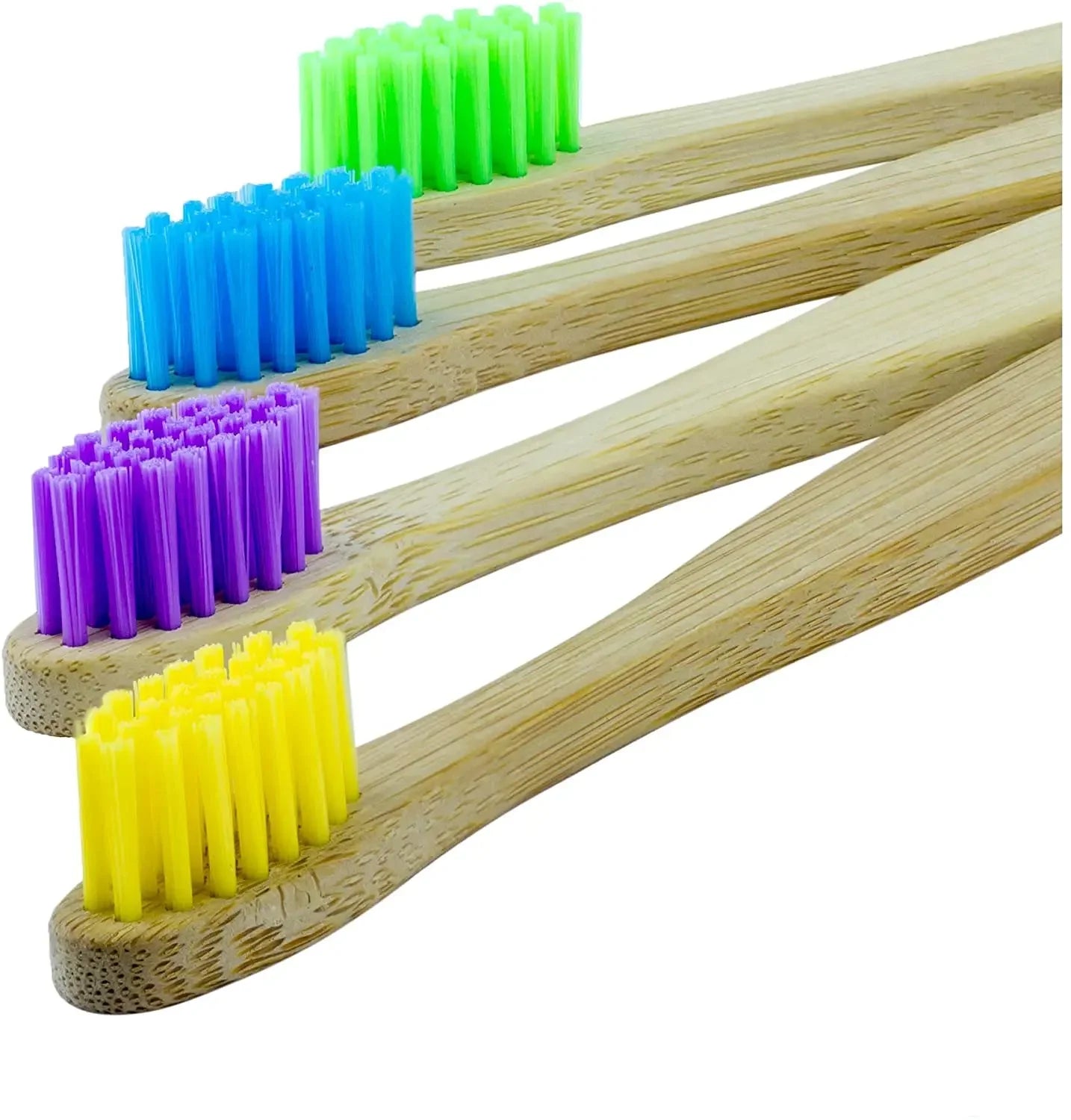 New Eco Organic Children's Bamboo Toothbrush, 4 Pack,Ten Colors Soft Fibre Bristles, 100% Biodegradable Handle Eco BPA Free