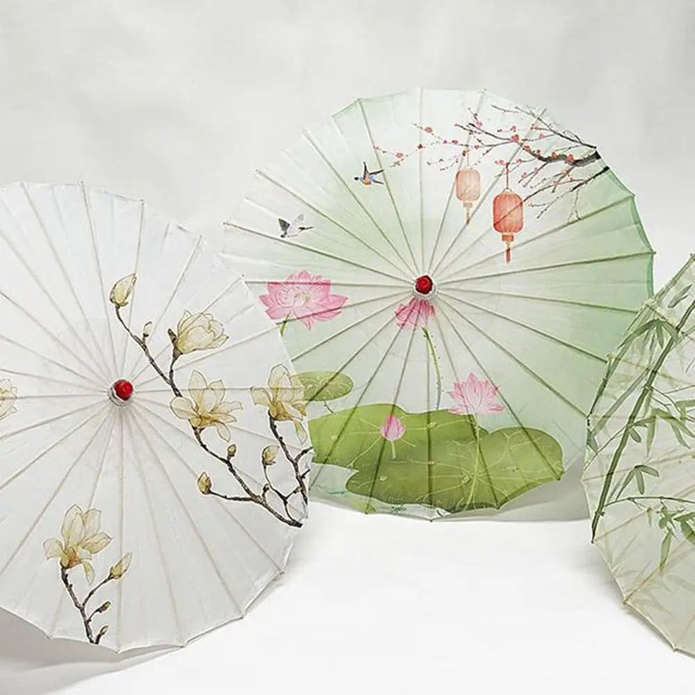 Bamboo Oil Paper Umbrella Chinese Style Handmade Hanfu Umbrella Rainproof Classical Ancient Dance Umbrella Photograph Prop