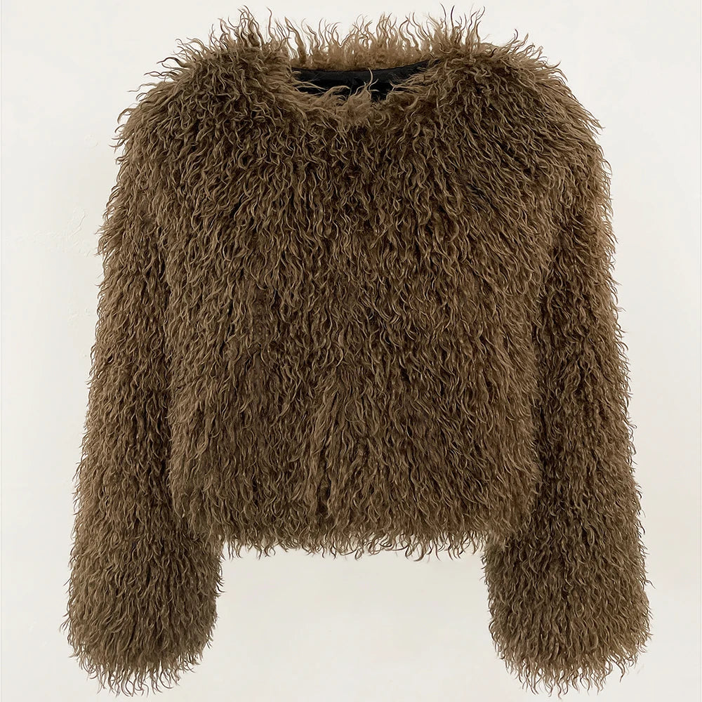 Fur Coat Eco-friendly Fur Jacket New Style Solid Color Women Clothing Cropped Jacket Direct From Manufacturer Eco-friendly Fur