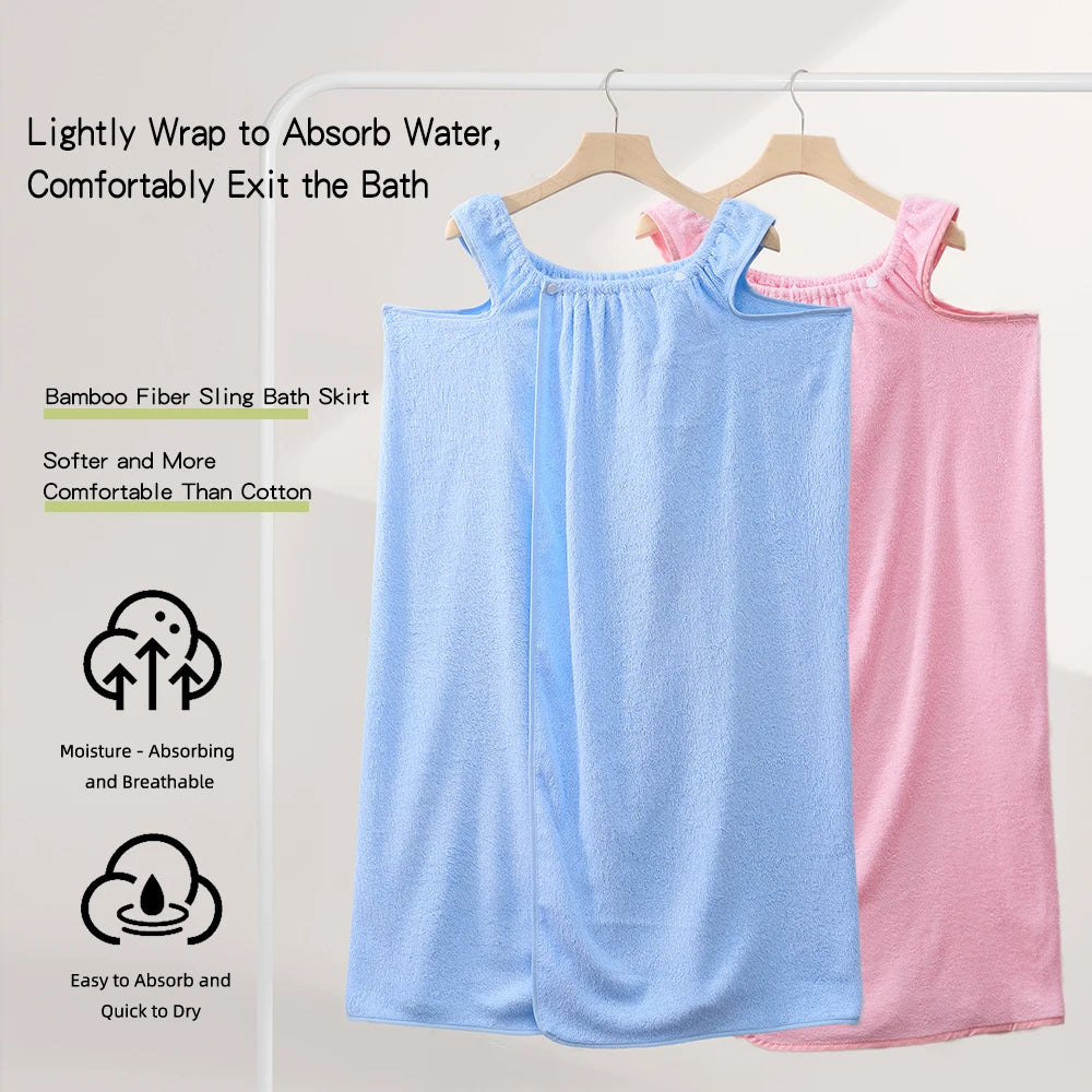 Bamboo Fiber Bath Towel Household Women Wearable Wrap Adults Absorb Water Dry Hair Skirt Long Style Bathroom Washable Bathrobe