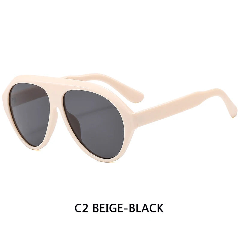 Large Frame Pilot Sunglasses Unisex Oversize Fashion Brown Sunglasses Brand Design Winter Eyewear