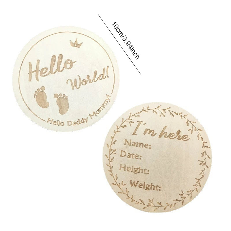 1Pieces Hello worldBaby Photography Props Wood Commemorative Wood Card Growth Milestone Wood Piece