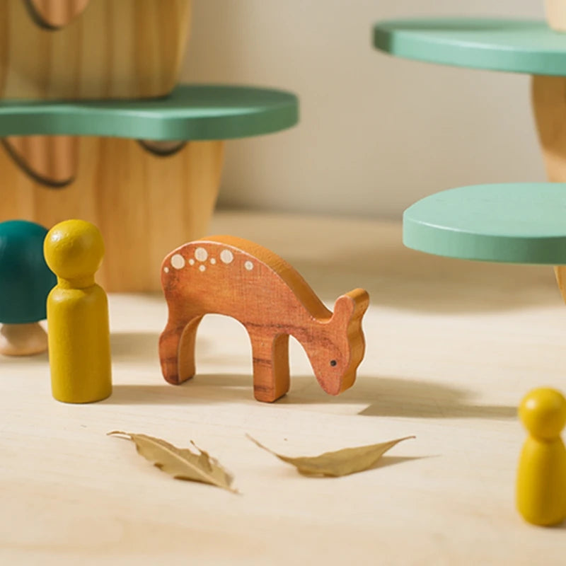 Wooden Forest Blocks Place Toy Wooden Geometric Animal Scene Placement Game Fine Educational Toy For Babies Baby Room Home Decor