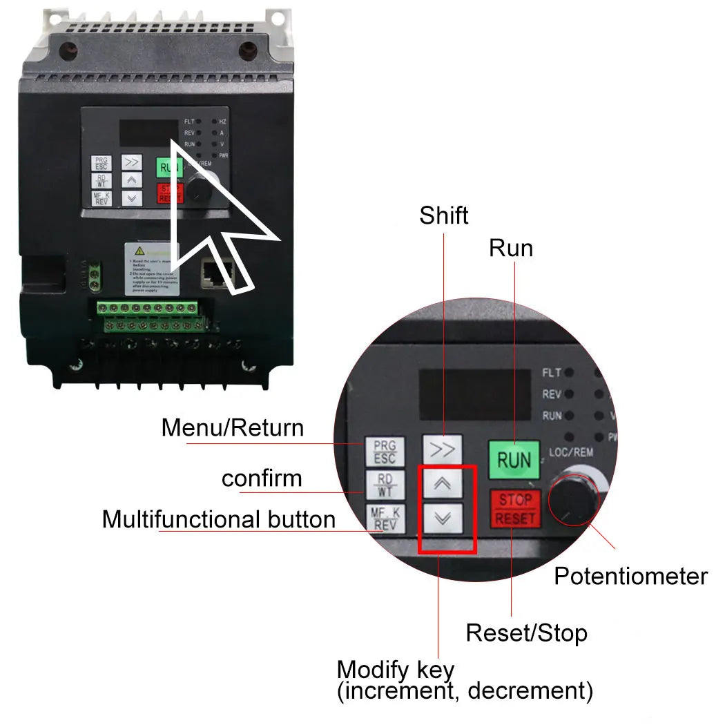 Ecogoo 2.2KW/4KW/5.5KW/7.5KW/11KW 220V single-phase input to 380V three-phase output variable frequency inverter
