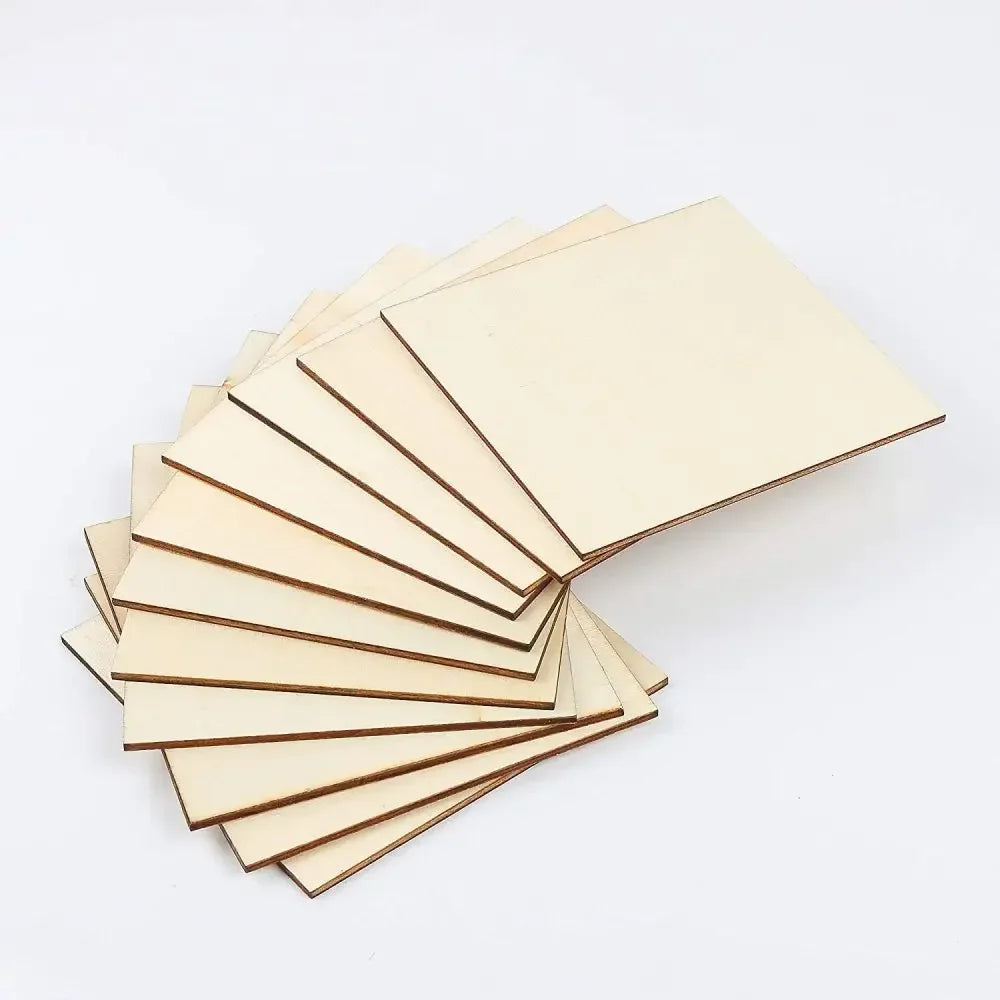 5/10Pcs Wood Square Blank Wood Sheet for Crafts Thin Unfinished Wood Squares for Wood Burning Painting Staining Wood Engrav