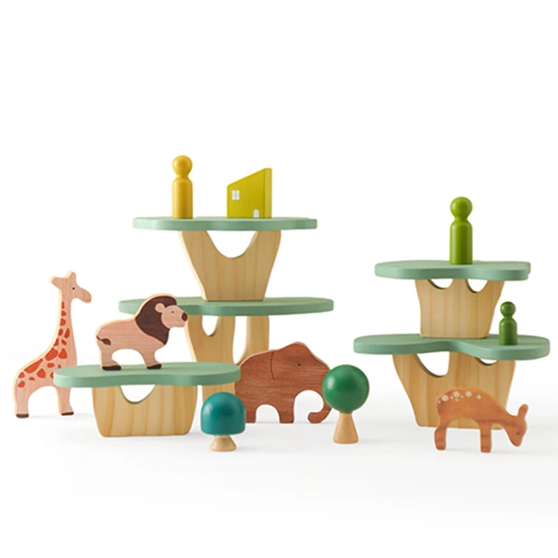 Wooden Forest Blocks Place Toy Wooden Geometric Animal Scene Placement Game Fine Educational Toy For Babies Baby Room Home Decor