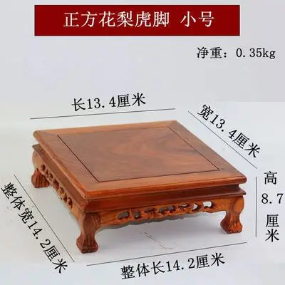 Top Wooden Pedestal Display Stand Coffee Tea Sets Miniature Base for Figurines Vases Flower Pots Incense Burner Home Decor