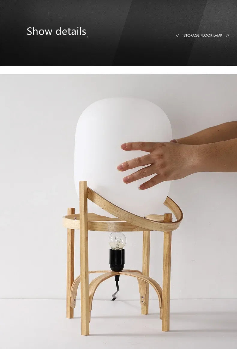 Wood Led Table Lamp Minimalist Glass Lampshade Study Bedroom Bedside Lamp Living Room Reading Home Deco Standing Lamp