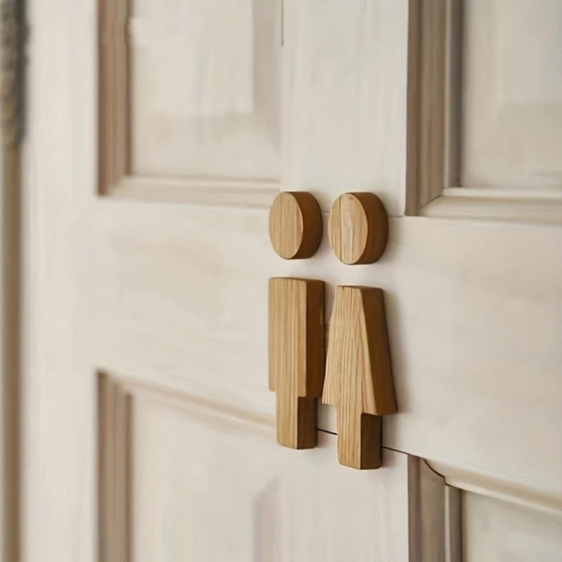 Wood Toilet Sign Men and Women Bathroom Signs Set Restroom Signage Bathroom Door Signs Washroom Signboard for Home