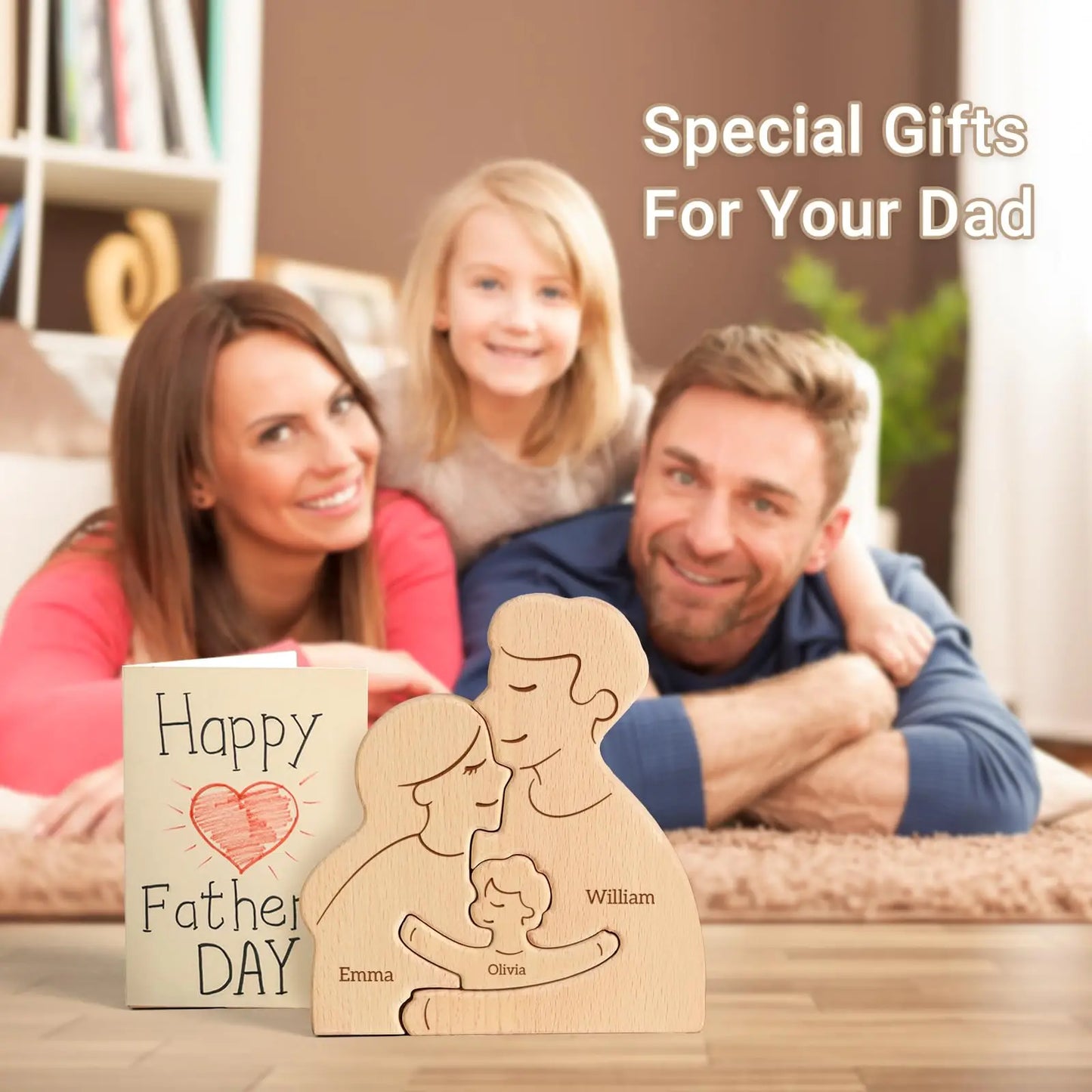 Wooden Family Puzzle Personalized Puzzles 2-5Names Birthday Anniversary Wedding Gifts for Women Men Customized Home Decor