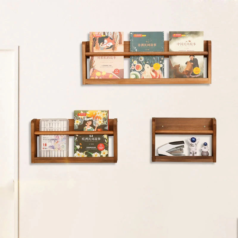 Wood Nursery Book Shelf Wall Mounted,Floating Bookshelf for Kids Room,Toys and Books Storage Organizer Bookshelves for Bedroom