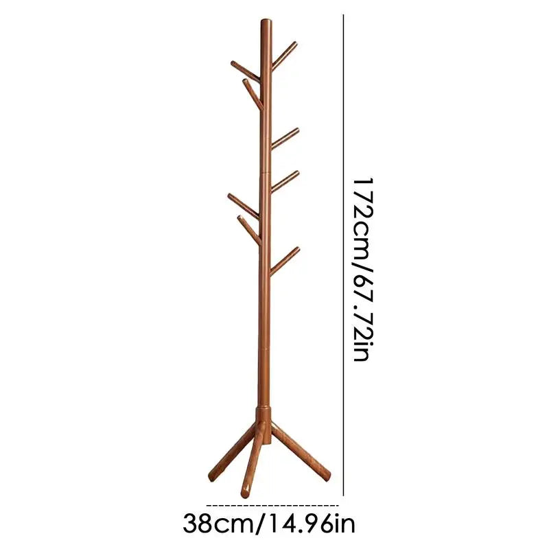 Wood Tree Coat Rack Floor Hanging Clothes Rack Clothes Rack Bedroom Hat Stand Home Furniture Drying Rack With 8 Hooks