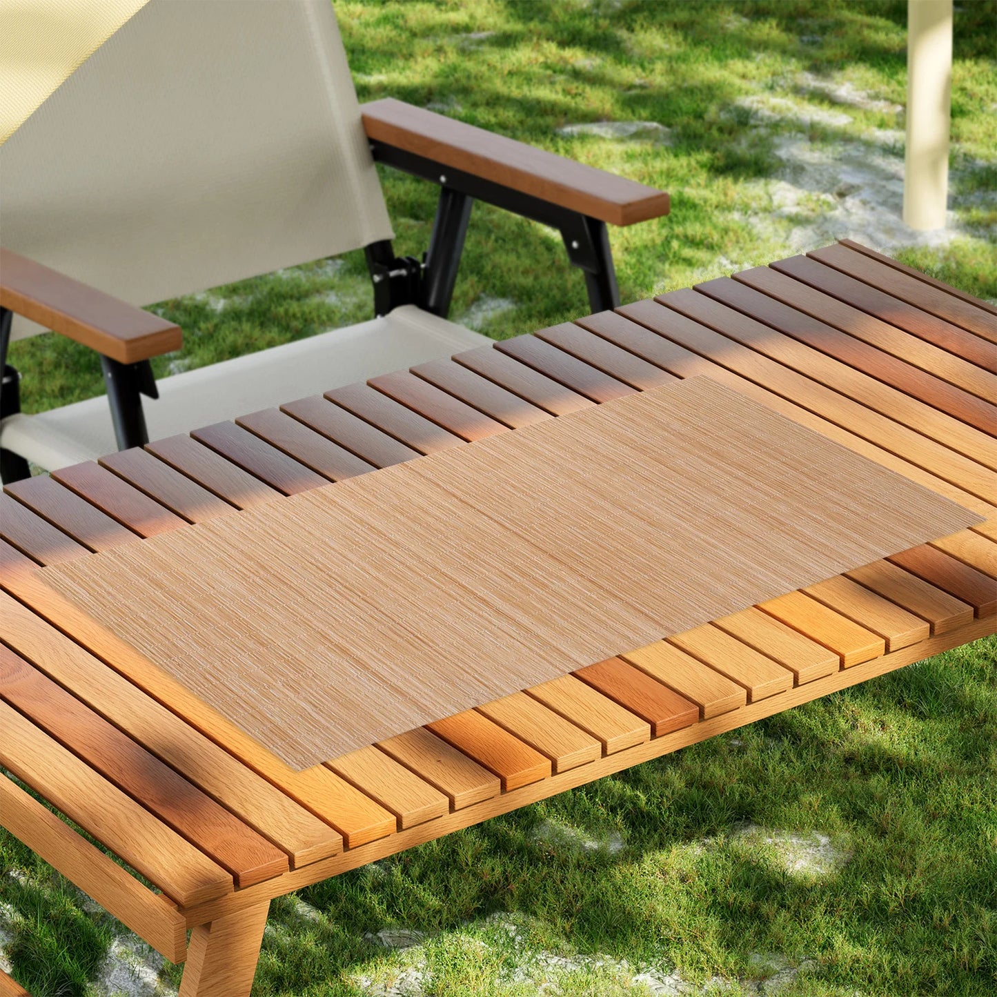 Bamboo Table Mat Cuttable Heat Resistant Placemats For Dining Table Tea Party Picnic Indoor Outdoor Use