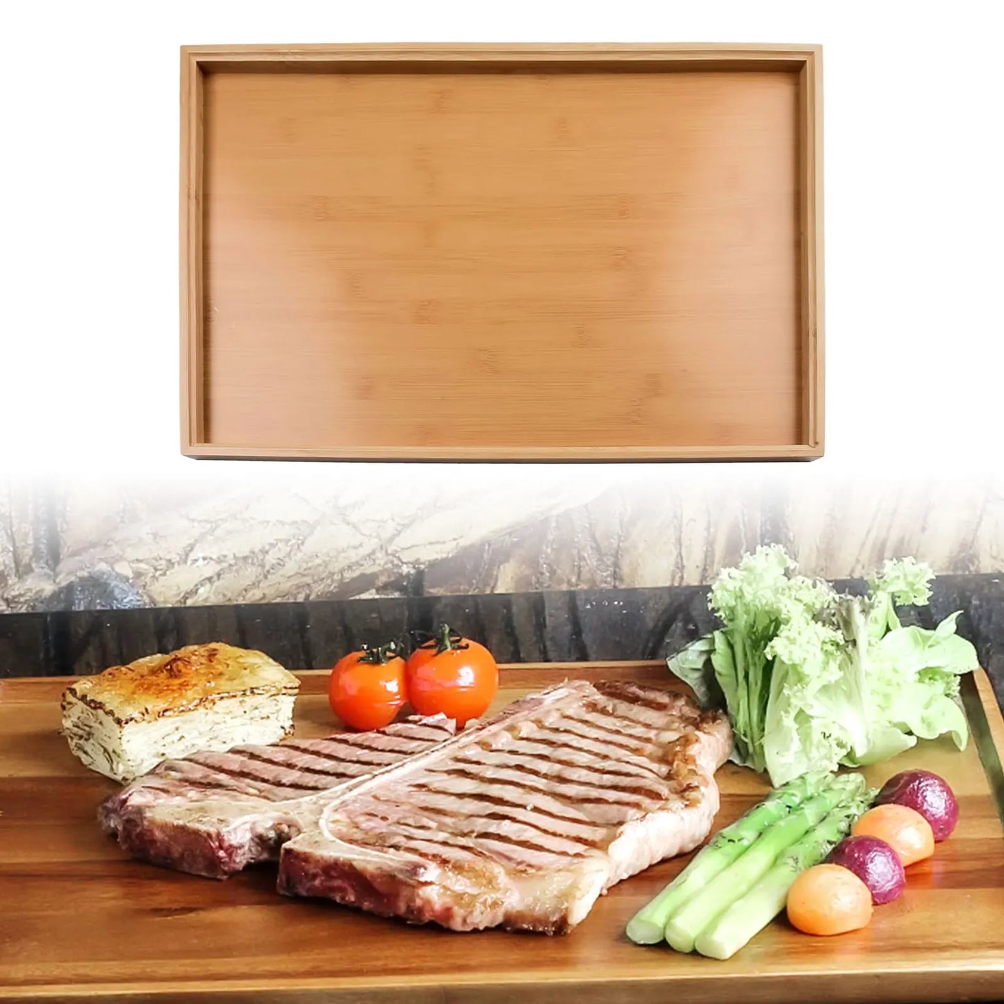 Bamboos Wood Rectangular Tea Tray Solid Wooden  Tray Tea Cups Trays Stand Tray For Kitchen Party Tea Bar Storage Tray Tableware