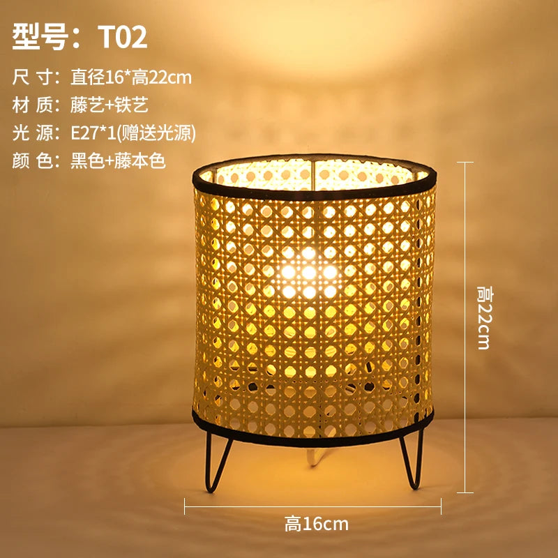 Bamboo Woven ProductsSimple Bedroom Study Table Lamp Bedside Table Lamp Bamboo art Warm Decoration Desktop Japanese Table Lamp