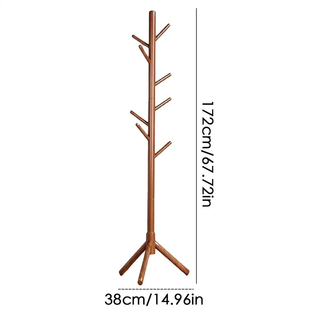 Wood Tree Coat Rack Floor Hanging Clothes Rack Clothes Rack Bedroom Hat Stand Home Furniture Drying Rack With 8 Hooks