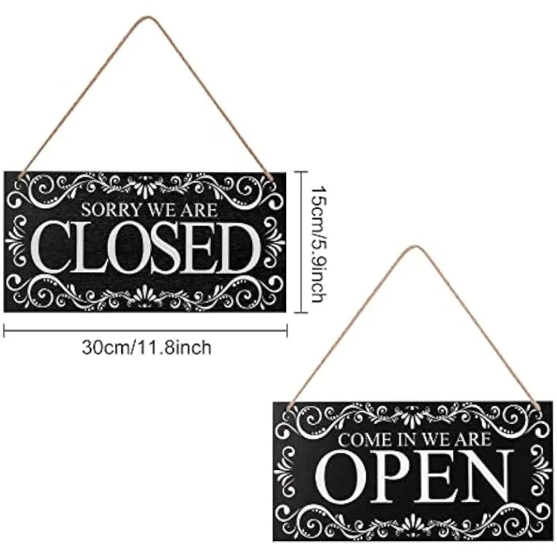 Natural Wood Open and Closed Store Business Sign "Come in We're Open & Sorry We're Closed" Plaque