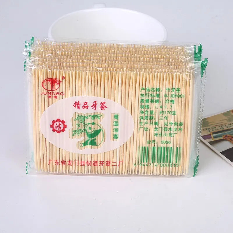 1000pcs Green Environmentally Friendly Bamboo Production Disposable Double-sided Fine Toothpicks Healthy Household Durable