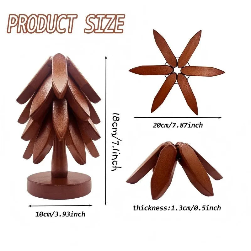 Tree Design Stand Bamboo Wooden Trivets Decorative Anti Scald Heat Resistant Table Mat Coaster Wood Placemats Pot