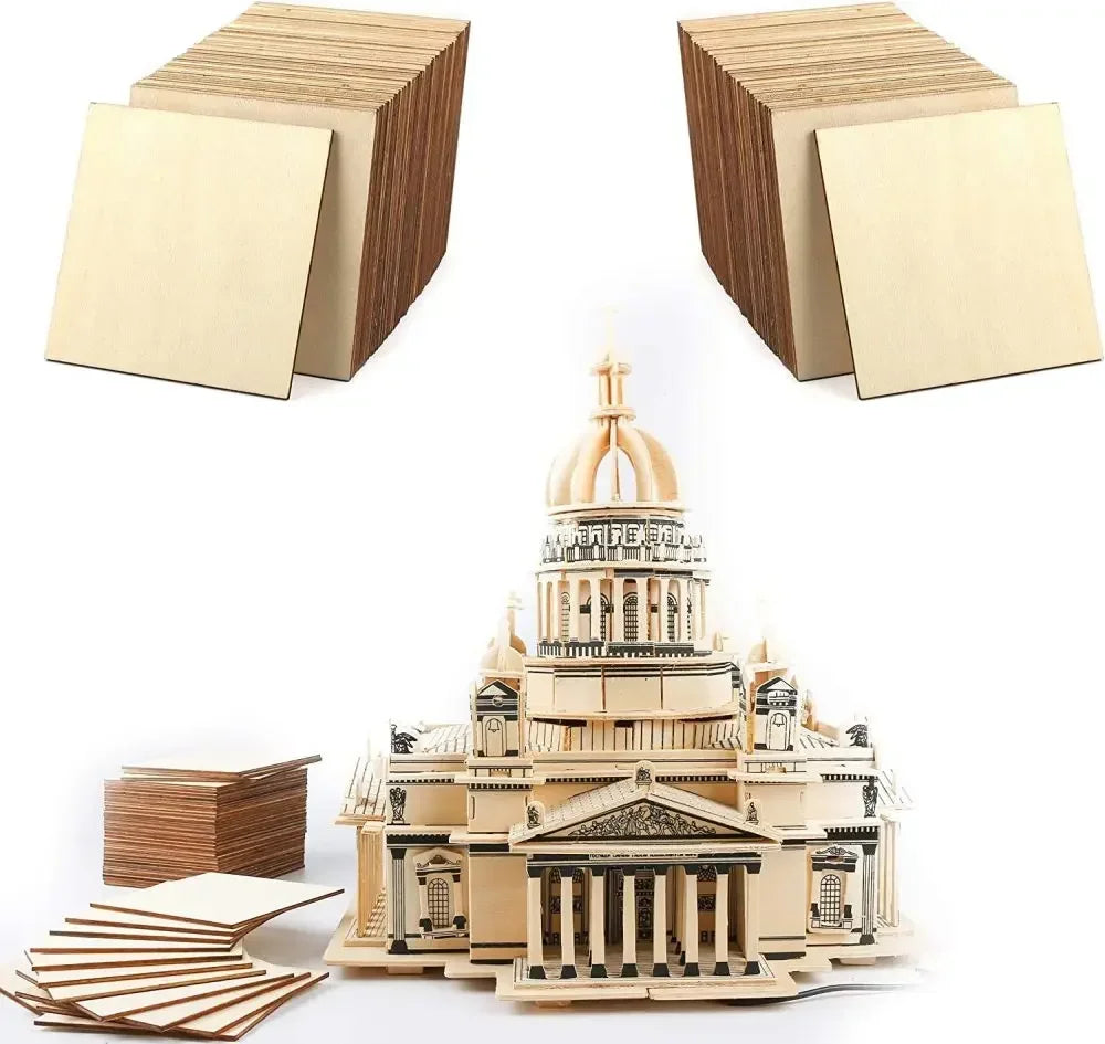 5/10Pcs Wood Square Blank Wood Sheet for Crafts Thin Unfinished Wood Squares for Wood Burning Painting Staining Wood Engrav