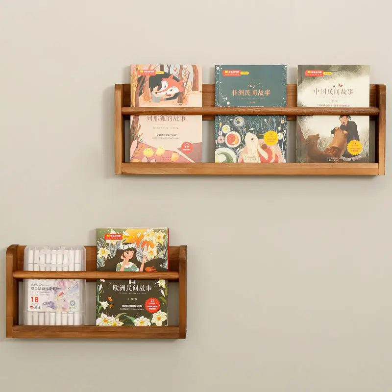 Wood Nursery Book Shelf Wall Mounted,Floating Bookshelf for Kids Room,Toys and Books Storage Organizer Bookshelves for Bedroom