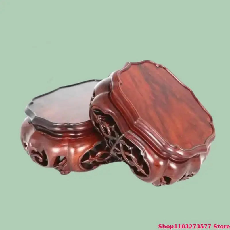 Natural Solid Wood Display Stand for Incense Burner Sculpture Figurine Handicraft Home Decor Display Base Vase Holder