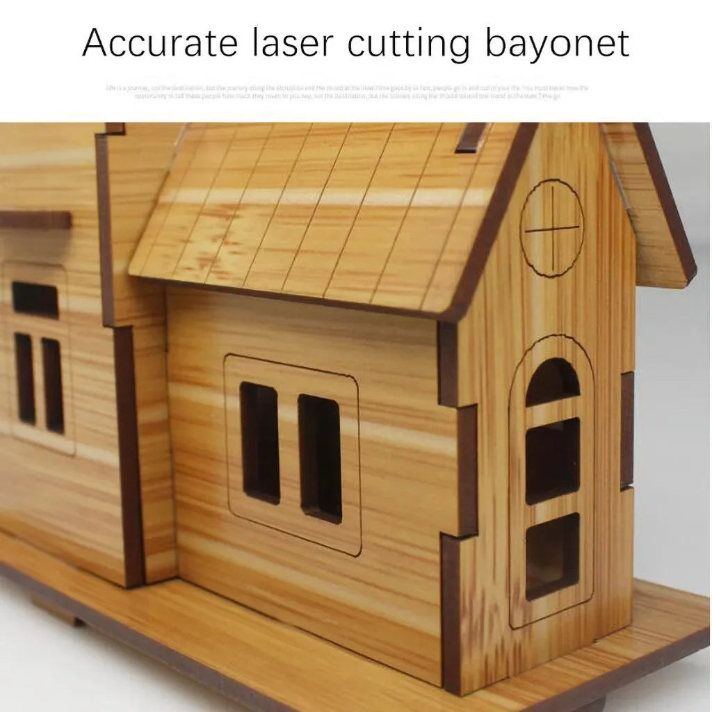 Wooden puzzle model, 3D building model, handmade DIY kit, cozy house, villa, ideal birthday gift for children and adults