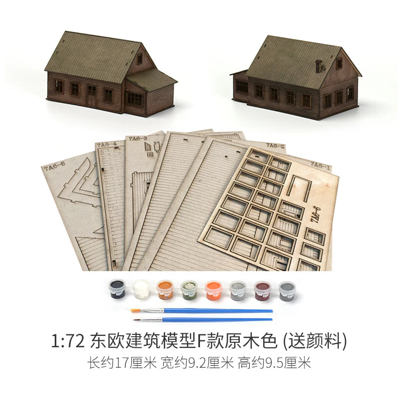 1/72 Wood Eastern European Towns Assemble Building Model Decoration DIY Handmade Architecture Scenes Toy