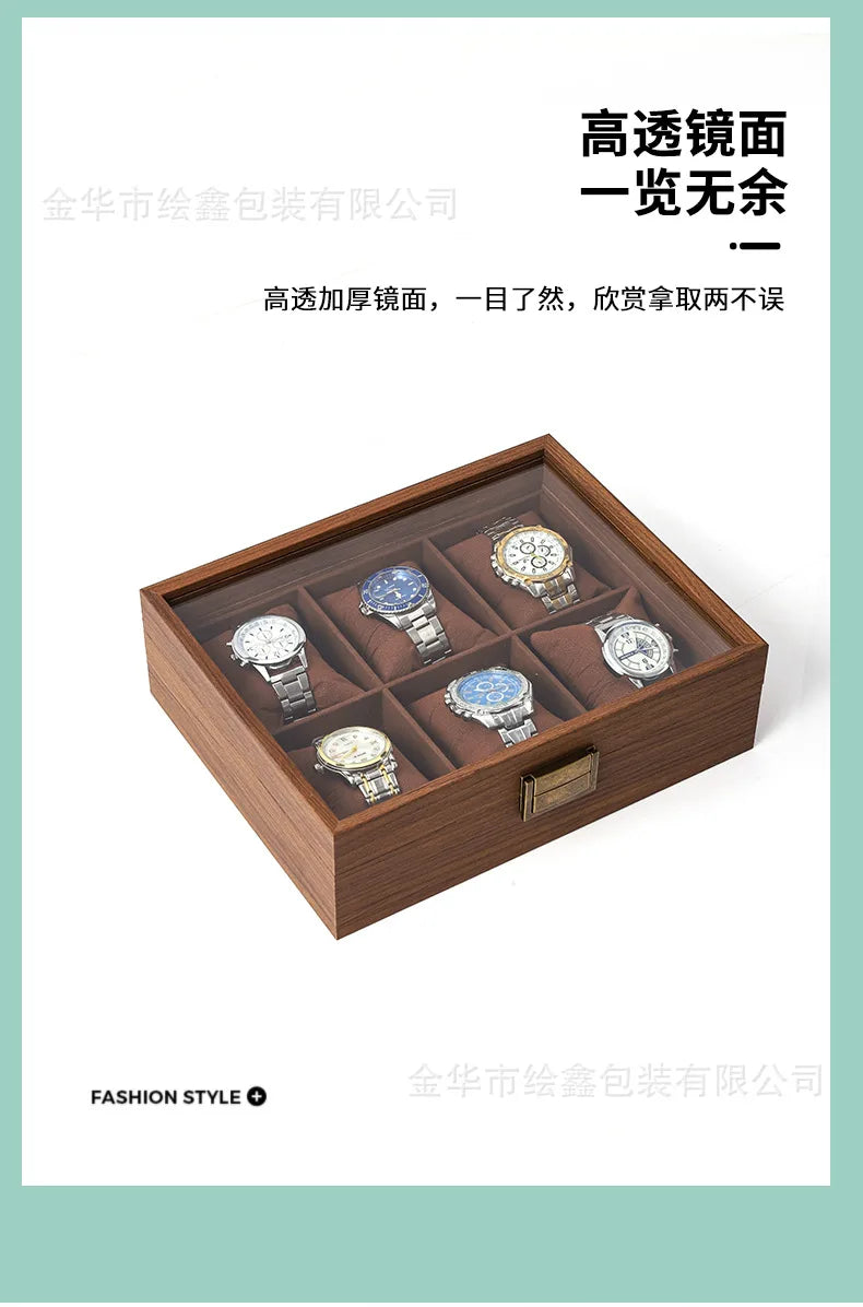 wooden watch storage and display box made of black walnut wood, multi-functional case for collecting watches, jewelry