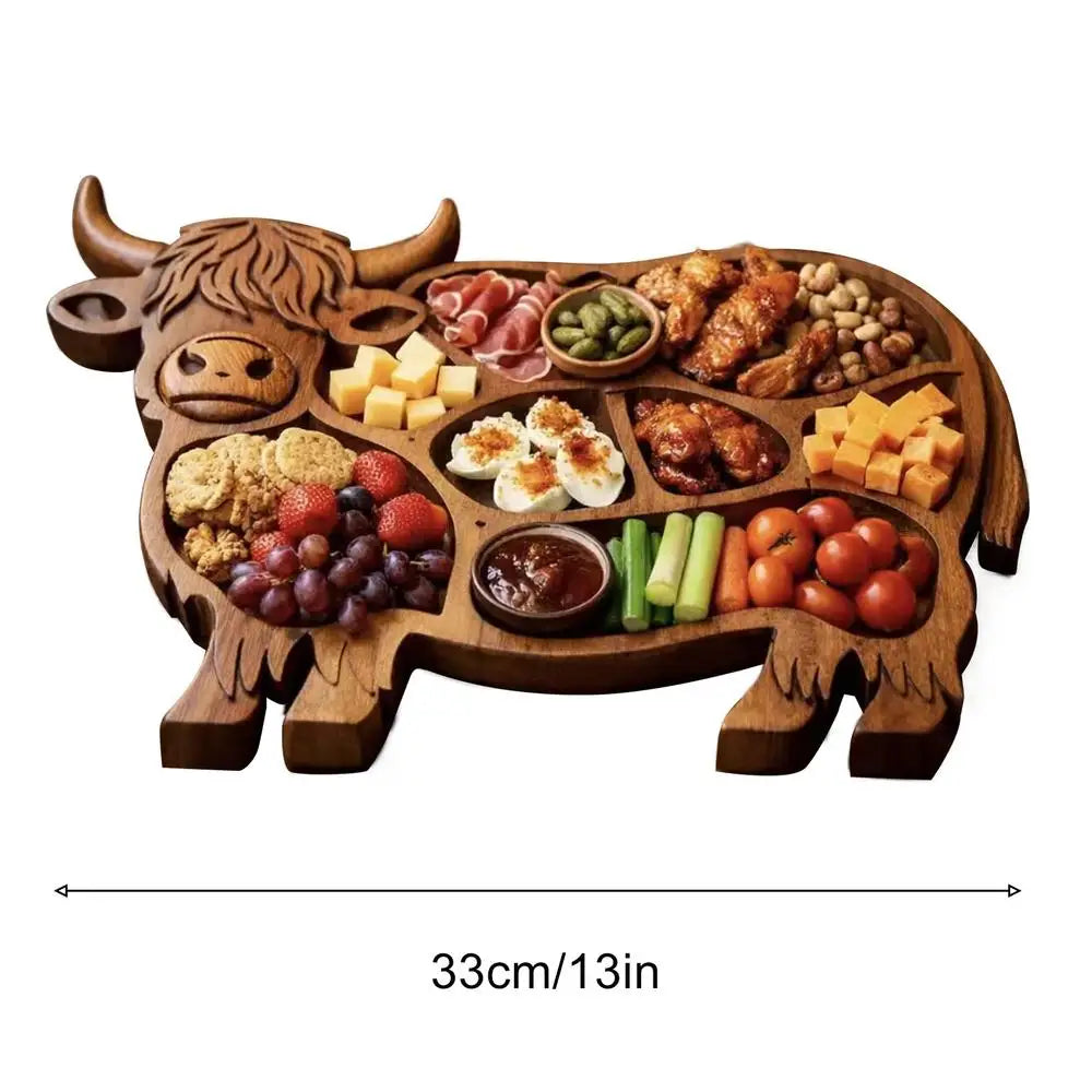 Wood Charcuterie Board Natural Wood Serving Board Highland Cow Wooden Charcuterie Board Rustic Farmhouse Serving Tray