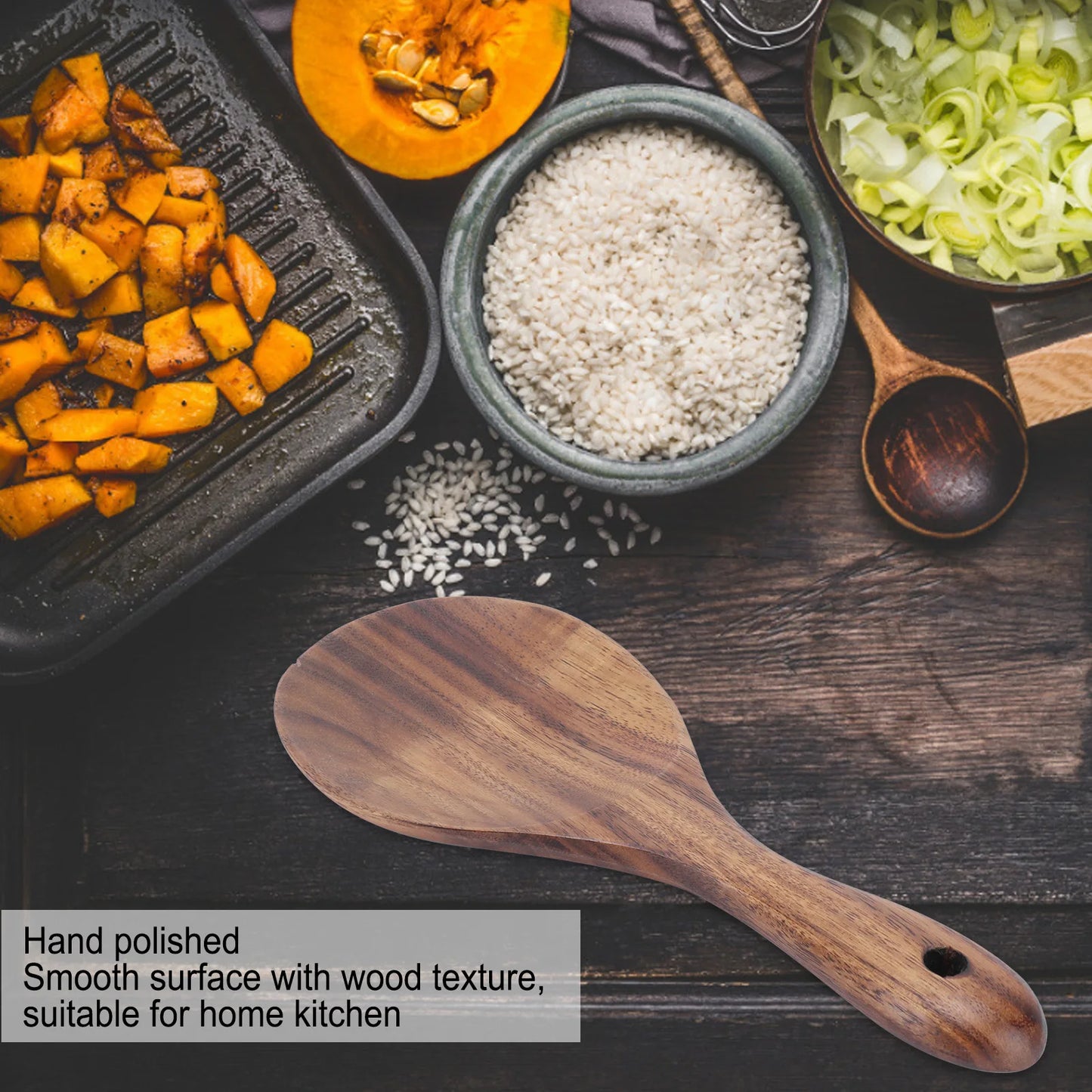 Wood Rice Spoon Rice Paddle Scoop Wooden Kitchen Spoon Ladle Tablespoon Big Serving Spoon Wooden Kitchen Utensils Tableware