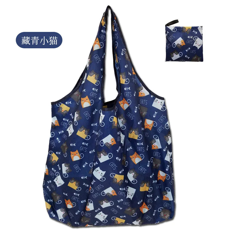 Large Foldable Reusable Eco Bag - Shoulder Shopping Tote Pouch for Grocery, Beach Toy Storage, Eco-friendly Package