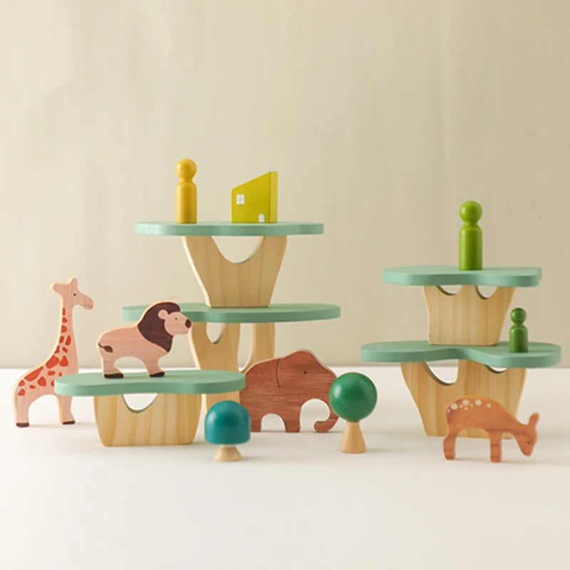 Wooden Forest Blocks Place Toy Wooden Geometric Animal Scene Placement Game Fine Educational Toy For Babies Baby Room Home Decor