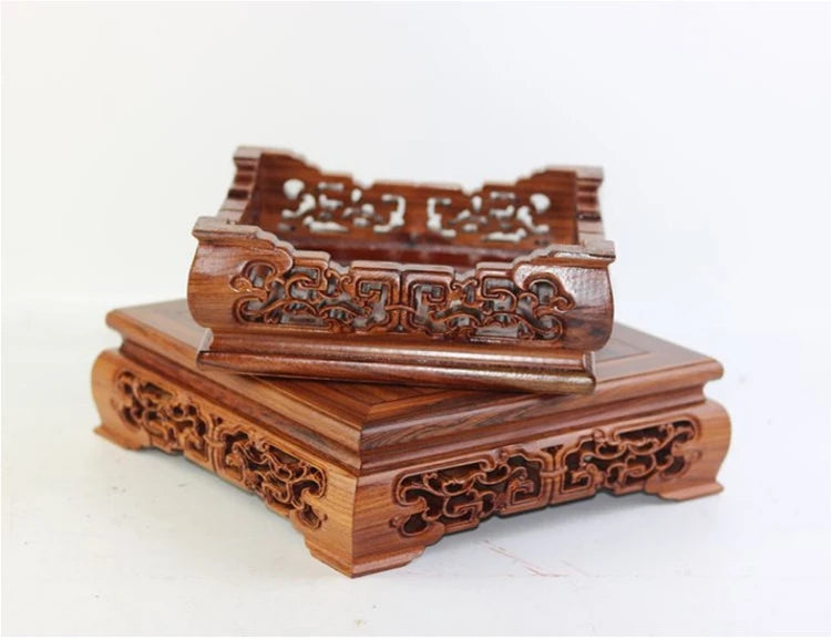 Top Wooden Pedestal Display Stand Coffee Tea Sets Miniature Base for Figurines Vases Flower Pots Incense Burner Home Decor