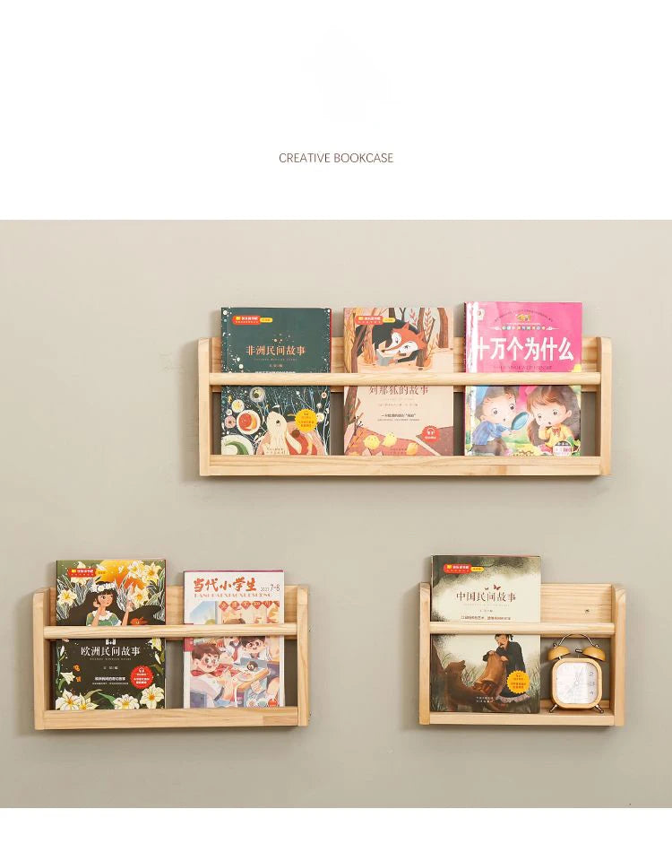 Wood Nursery Book Shelf Wall Mounted,Floating Bookshelf for Kids Room,Toys and Books Storage Organizer Bookshelves for Bedroom