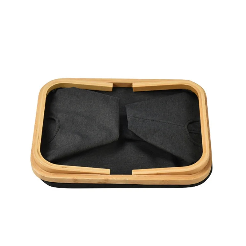 Bamboo Handle Storage Basket Large Capacity Foldable Bathroom Toy Clothing Desktop Organiser Dormitory Dirty Clothes Basket