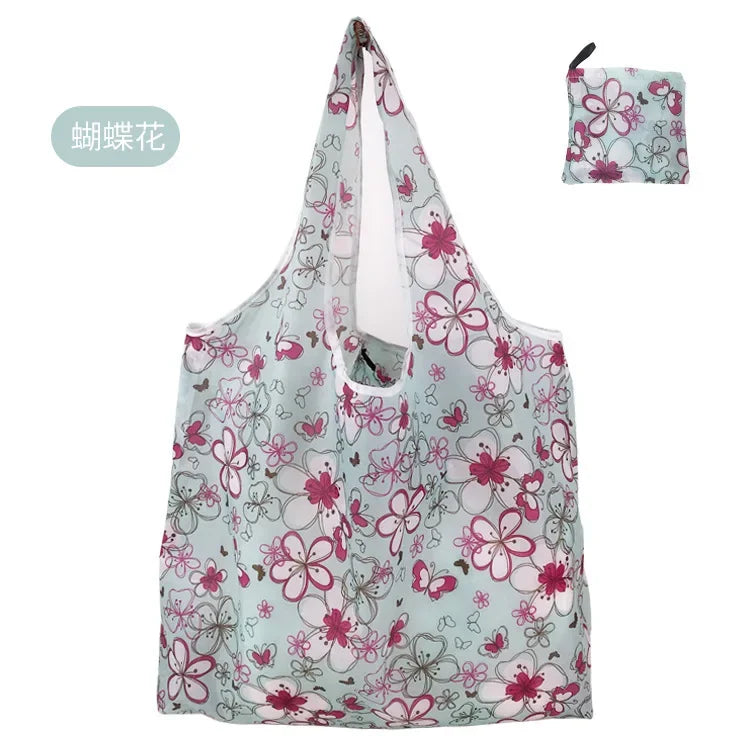 Large Foldable Reusable Eco Bag - Shoulder Shopping Tote Pouch for Grocery, Beach Toy Storage, Eco-friendly Package