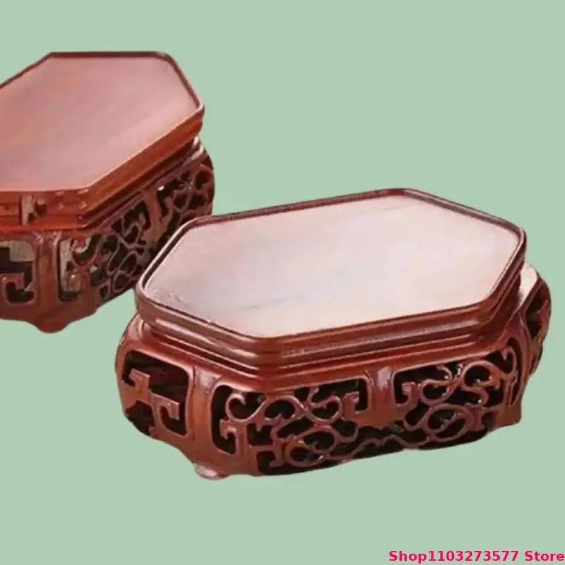 Natural Solid Wood Display Stand for Incense Burner Sculpture Figurine Handicraft Home Decor Display Base Vase Holder