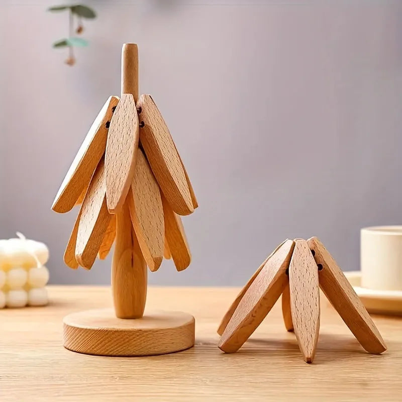Tree Design Stand Bamboo Wooden Trivets Decorative Anti Scald Heat Resistant Table Mat Coaster Wood   Placemats Pot