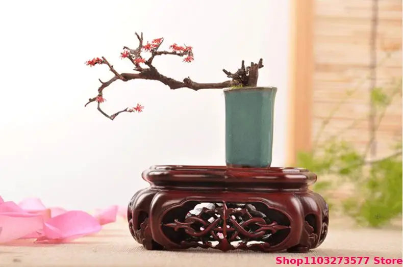 Natural Solid Wood Display Stand for Incense Burner Sculpture Figurine Handicraft Home Decor Display Base Vase Holder