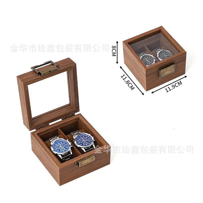 wooden watch storage and display box made of black walnut wood, multi-functional case for collecting watches, jewelry