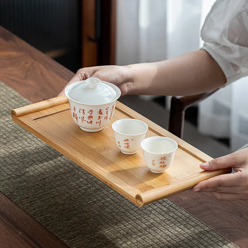 Bamboo tray rectangular Japanese bamboo wood home tea tray wooden bread barbecue tray hotel restaurant snack tray
