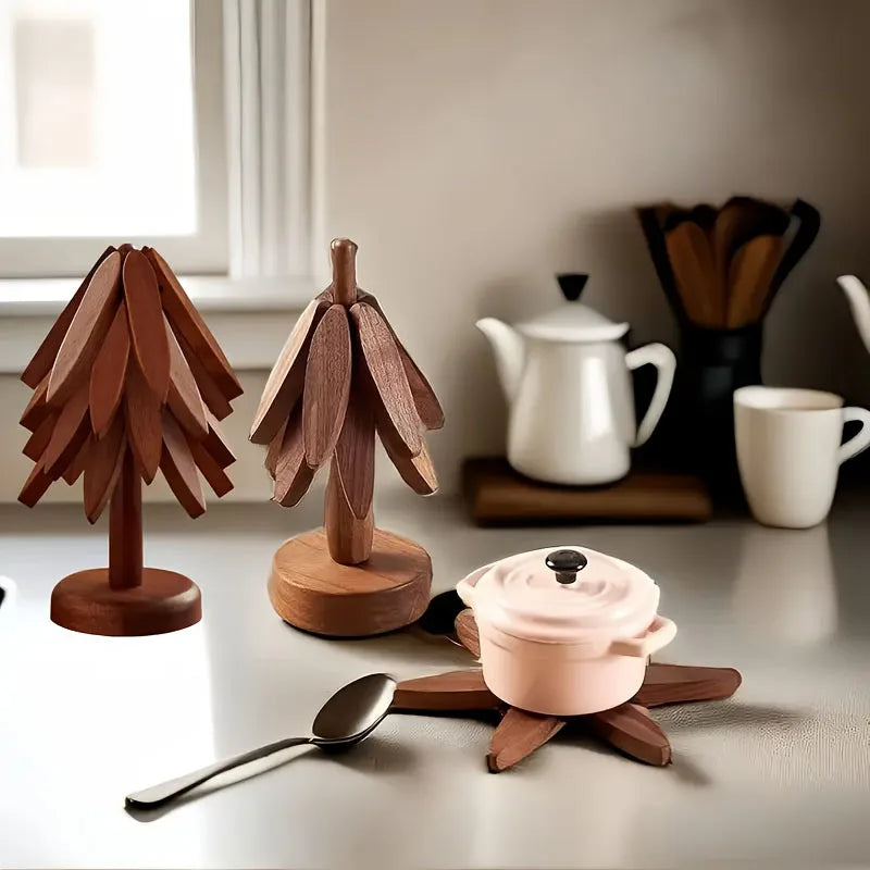 Tree Design Stand Bamboo Wooden Trivets Decorative Anti Scald Heat Resistant Table Mat Coaster Wood   Placemats Pot
